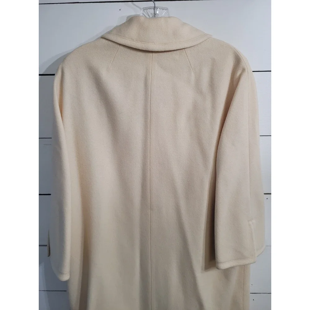 Vintage The Travelaire Cream Wool Button Split Cuff Union Made Dress Coat Sz 16 - Picture 10 of 16